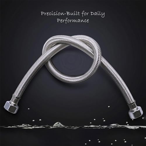 Image of SS 304 Stainless Steel Geyser Connection Pipe 2 Feet, 24 Inchs | Flexible Hot & Cold Water Geyser Pipes | Heavy Duty Tap & Washbasin Connection Pipe | Leak Proof Bathroom Water Hose (Pack of 1)