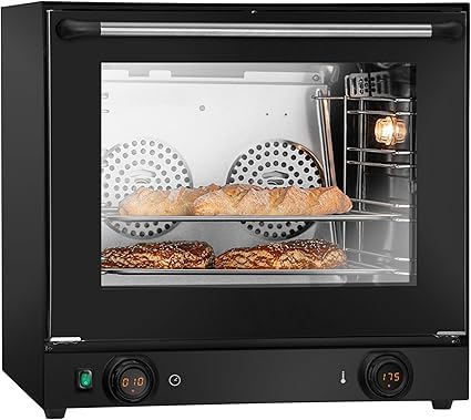 MBH - Four à convection professionnel noir mat avec double ventilateur et commande numérique MDI pour CHR. Four industriel 4 plaques pour restaurant,...