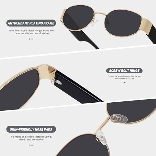 Retro Oval Sunglasses for Women Men Trendy Shades Sun Glasses Plastic Frame UV400 Protection4