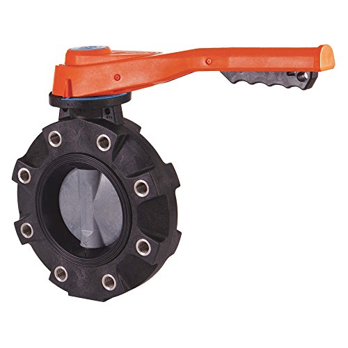 Hayward BYV22030A0ELI00 Series BYV Butterfly Valve, Lugged, Lever Operated, CPVC Body, CPVC Disc, EPDM Seals, 3