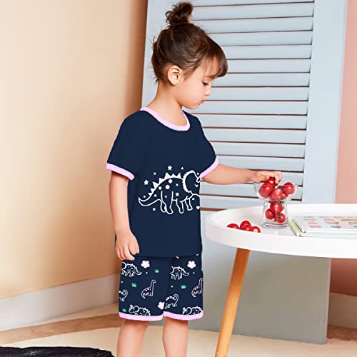 Little Hand Toddler Girls Pajamas Short Pjs Set Dinosaur Unicorn Jammies Cat Sleepwear Cotton Clothes 2-7 Years3