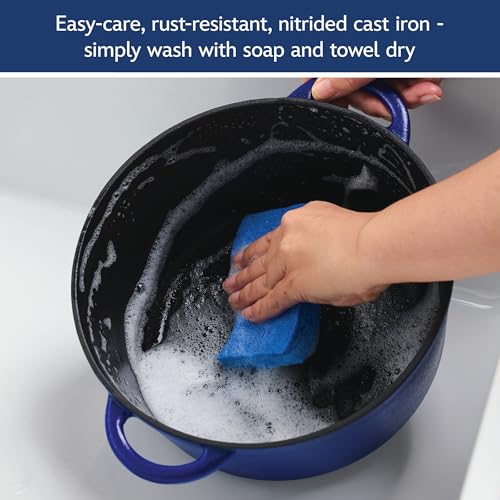 Farberware Disney Bon Voyage Pre-Seasoned Cast Iron Dutch Oven/Casserole Pan with Lid, Suitable for All Stovetops, Including Induction, 4.75 Quart, Blue - image 4