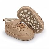 Clowora Unsex Baby Shoes Boys Girls Infant Sneakers Non-Slip Soft Rubber Sole Toddler Crib First Walker Lightweight Shoes (A02/Khaki, 3-6 Months)