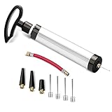 Upgraded Aluminium Alloy Ball Pump Portable Effective Sport Air Pump Inflator with Needles, Nozzles, Extension Hose for Basketball Football Soccer Volleyball Yoga ball Pool Swimming Float Ring ballons