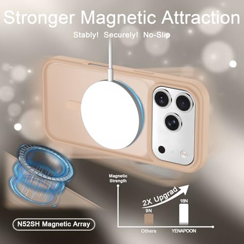 Image of YENAPOON for iPhone 17 Pro Case, Matte Magnetic Phone Cover [with 1 Screen Protector] [Support for MagSafe] [Shockproof Military Grade Protection] Translucent Frosted Back, Coral Pink