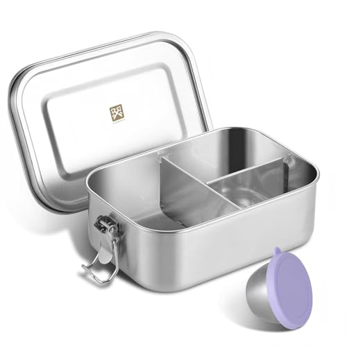 GOLDEN KEY Edelstahl Brotdose kinder Lunchbox Edelstahl 800ml mit Fächern & Dichtung bento box edelstahl Auslaufsichere Spülmaschinenfest für Unterwegs & Camping