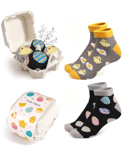TUZELIYA Ostern Geschenke Männer Herren Socken Lustige Kleine Ostergeschenke Erwachsene Kleinigkeit zu Ostern für Männer Größen 42-46 2 Paar