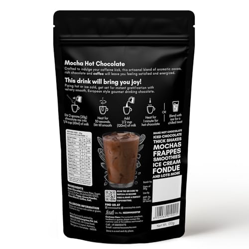 Image of Cocosutra Mocha Drinking Chocolate Mix, 100g | Premium Drinking Chocolate Mix, 100% Natural & Vegan, Enjoy Hot or Cold, Serves 4 Cups