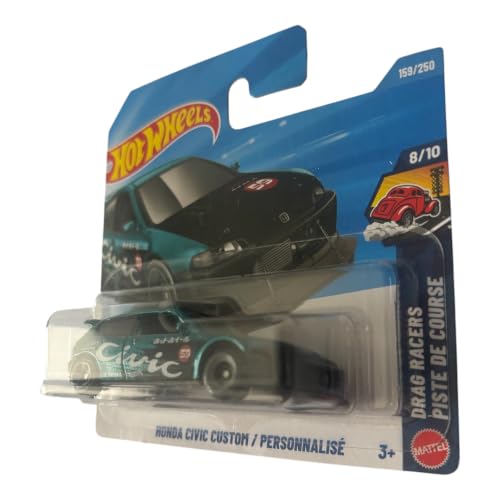 Image of Hot Wheels Honda Civic Custom [Teal] Drag Racers 8 /10, 159 /250-1:64 Scale Diecast Toy Vehicle