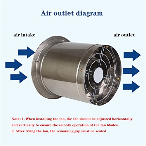 Ventilador de extracción cilíndrico de acero inoxidable, potente ventilador para cocina, doble lado con rejilla protectora, ventilador empotrado de un solo lado de 11 pulgadas miniatura 5