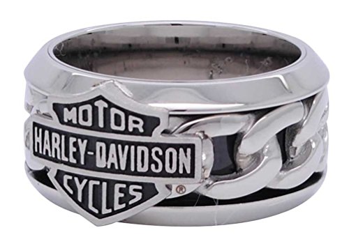 Harley-Davidson Men's Stainless Steel Chain Bar & Shield H-D Ring HSR00312