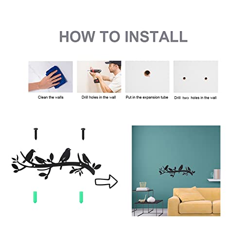 Love Birds on a ramo, decorazione da parete con 4