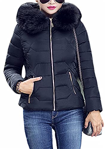 YMING Womens Winter Warm Down Coat Quilted Parka Jacket Oversized Puffer Outwear with Faux Fur Hood