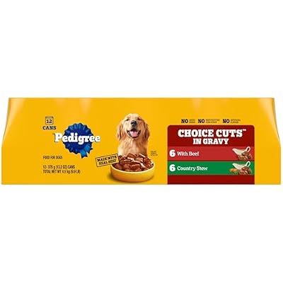 Pedigree Choice Cuts in Gravy Adult Canned Soft Wet Dog Food, Beef & Country Stew, 13.2 oz. Cans (12 Count, Pack of 1)