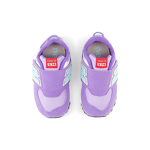 Image of New Balance Kid's 574 New-B V2 Heritage Brights Hook and Loop Sneaker, Violet Crush /Bright Cyan, 3.5 XW Infant
