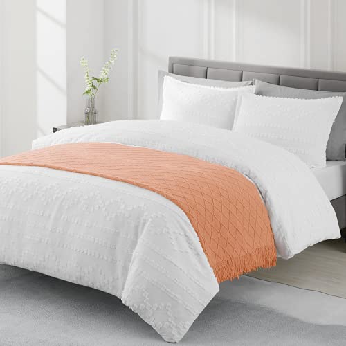 Image of BOURINA Throw Blanket Textured Solid Soft Sofa Throw Couch Cover Knitted Decorative Blanket,50 x90 Inches Orange