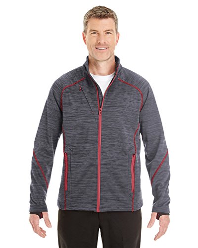 Ash City - North End Men's Flux Mélange Bonded Fleece Jacket XL CARBON/ OLY RED