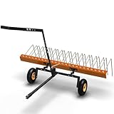 GarveeTech Tow Behind Dethatcher, 60-Inch Tow Dethatcher with 24 Steel Tines, Lawn Dethatcher Rake for ATV or Mower, Tow Behind Lawn Rake with Lift Handle for Leaves, Pine Needles, and Grass