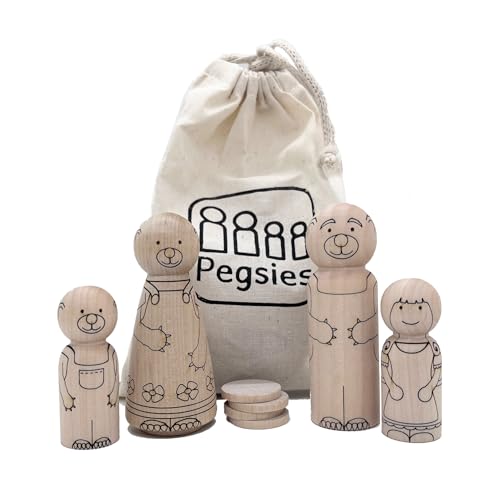 Goldilocks and Three Bears Wooden Peg Doll Set