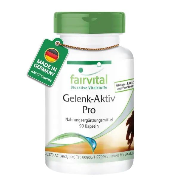 Fairvital | Gelenk-Aktiv Pro - 90 Kapseln - Glucosamin 1200 mg pro Tagesdosis mit Chondrotinsulfat + MSM + Hyaluronsäure + Astaxanthin - HOCHDOSIERT