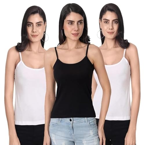 Image of Aimly Women's Cotton Regular Fit Camisole Slip Pack of 3