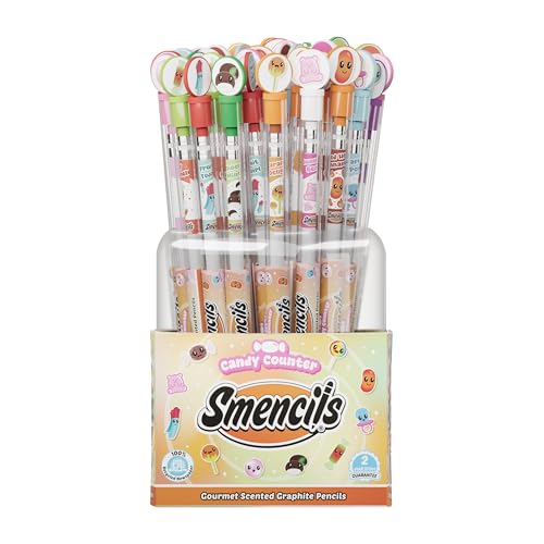Candy Counter Smencils Cylinder - HB #2 Scented Pencils 50 Count Gifts for Kids Party Favors Classroom Rewards