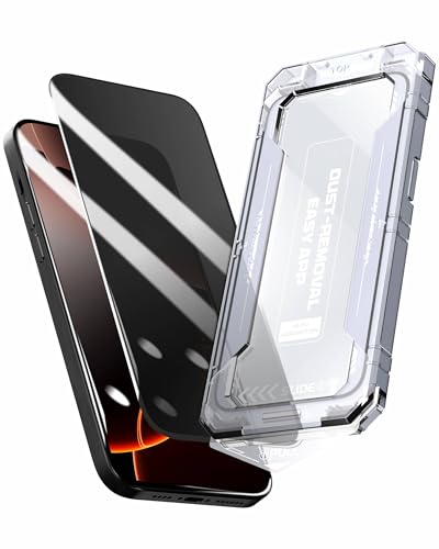 Image of Affix 2 Pack for Privacy iPhone 17 and iPhone 16 Pro Full Coverage Tempered Glass, Screen Protector Guard with Easy Fix Installation Tool, 9H Hardness Shatterproof, HD Clear Scratch Resistant