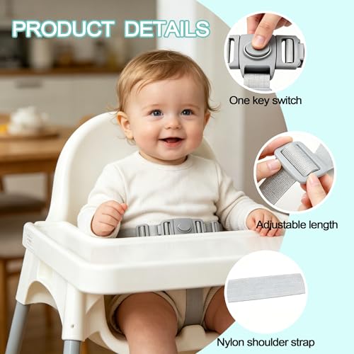 Image of High Chair Straps Replacement Compatible with IKEA Antilop /Keekaroo High Chair, Adjustable Sturdy Safety Strap Belt for Keekaroo High Chair