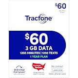 Tracfone $60 Annual Smartphone Plan: 1500 Min/Text/1.5GB Data / 365 Days [Physical Card]
