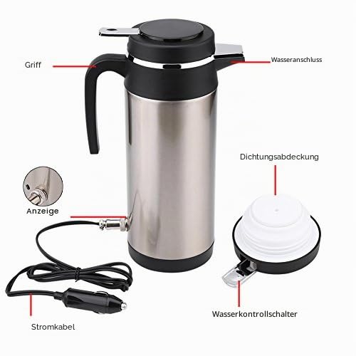 Wasserkocher 1000ML 12V Auto Edelstahl Elektrischer WasserkocherTravel Thermoskanne Heizung Wasserflasche Autozubehör wasserkocher 12 volt auto