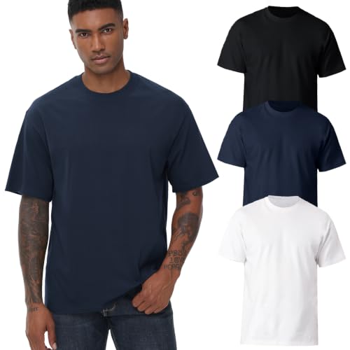 Image of KEEPSHOWING Mens Oversized Short Sleeve T-Shirts Cotton Loose Fit Tees