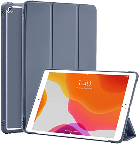 Image of SwooK Case for iPad 9th /8th /7th Generation,iPad 10.2-inch Soft TPU Back Protective Cases [Shock Absorption] Slim Lightweight Trifold Stand Smart Cover, Auto Wake /Sleep (Light Purple, Ipad 10.2 inch)