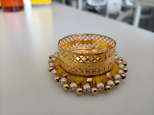 Iram Decorative Diya Tealight Candle Holder/Diwali Diya For Home Decoration Gota Patti Mix Colorful Flower Design Tealight Candle (Style 2) #TOP3