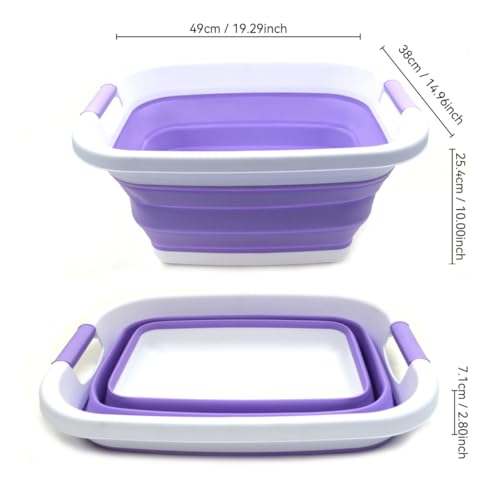 SAMMART Zusammenklappbarer Wäschekorb / -wanne – Faltbarer Aufbewahrungsbehälter/Organizer – tragbarer Waschbehälter – platzsparender Korb – Kofferraum-Aufbewahrungsbox (Lt, Purple) - 4