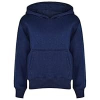 Boys Girls Hooded Top Tracksuit Hoodie Fleece PE Cotton Pockets Colour: Navy Blue Hoodie - Size: 7-8 Years