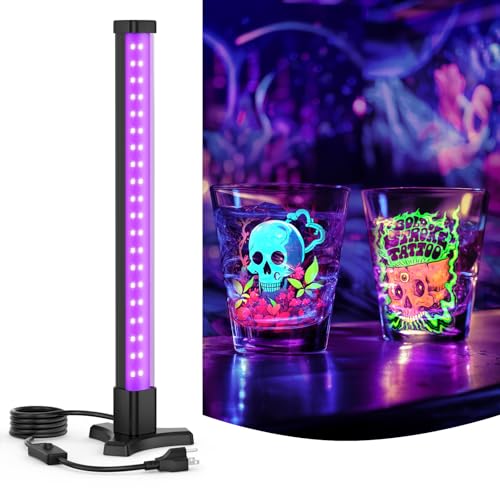 Onforu 15W Black Light Bar, 40 LEDs 15 Inch Blacklight Tube with Plug and Switch, Vertical Standing Blacklight for Glow in The Dark Party, Halloween Decorations, Desktop, Body Paint, Poster