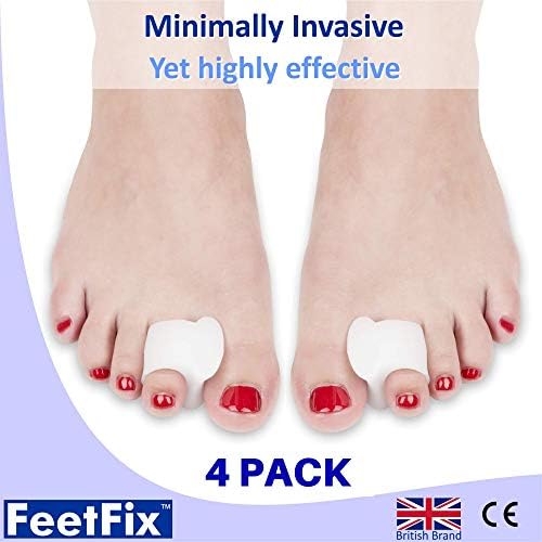 FEETFIX Bunion Corrector Toe Separators Minimally Invasive Gel Hallux Valgus Big Toe Straightener Protector Splint Immediate Foot Pain Relief 4 Pack Wear with Shoes Spacer Medical Grade