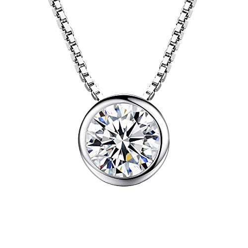Collier chaîne de boîte avec pendentif zircon carat argent 925