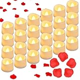 WNTOZ 24 Pack Velas LED Con 500 pétalos,Velas Eléctricas Sin Llamas,Smoke Free,200+ Horas Veladora Electrica,LED Tea...