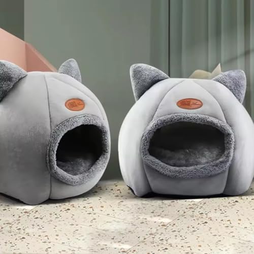 Caminha Cama Casa Tenda Luxo Toca Ninho Cabana Iglu Pelúcia Cinza para Pet Gatos Cães Barraca Para a