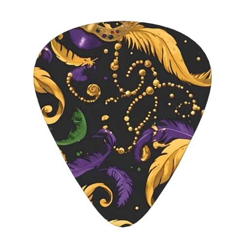 Salelf Médiators Mardi Gras Coffret cadeau – Médiators lisses et durables pour guitare acoustique, électrique et basse, cadeau parfait pour les amateurs de guitare et les musiciens