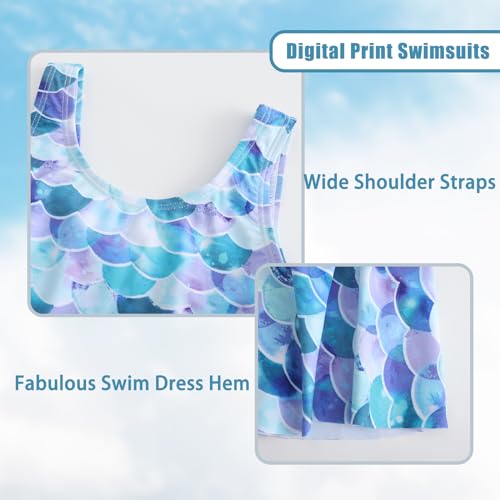 Girls One Piece Swimsuits Leopard Bathing Suit for Kids Hawaiian Swimwear with Skirt Swim Dress 3-16 Years4