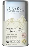 Wild Bliss Organic St Johns Wort Herbal Tea - Caffeine Free Mood Balance Support Tea - Pharmacopoeia Potency - 20 Plant Based Tea Bags