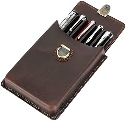 Contacts 9051 Piórnik z prawdziwej skóry, uchwyt na długopis w stylu vintage, rękaw ochronny na długopis do podróży, eleganckie akcesorium na biurko, organizer na ołówki, Kawa 1-3, Etui na krawat