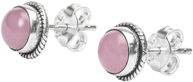 Gemstone Stud Post Earrings, 925 Sterling Silver Gemstone Earring 6 MM Round Girls Women Gift