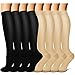 Laite Hebe brand women and men compression socks(8 Pairs)-Best Medical,Nursing,Hiking,Travel,Running,Small/Medium,Black+Nude