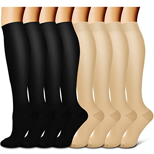 Laite Hebe Compression Socks For Women& Men circulation(8 Pairs),Socks-Best for Running,Sports,Hiking,Flight travel,Pregnancy