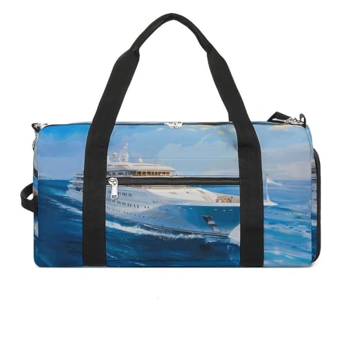 Ocean Cruise Ship Funny Gym Bag Travel Tote Bag Duffel Bag with Shoe Compartment for Weekender Sports Vacation