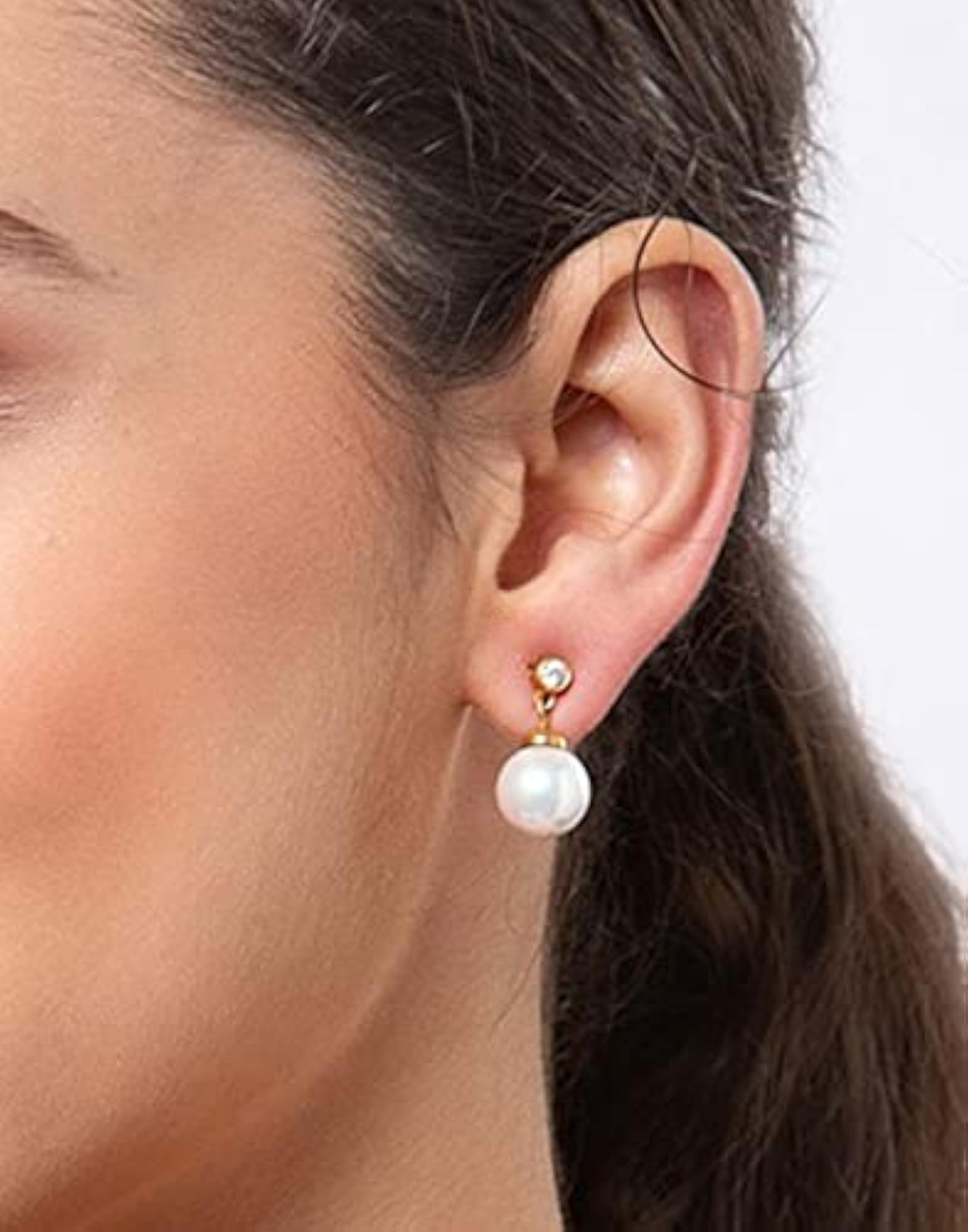 Women's 92.5 Sterling Silver Plated Pearl Earrings