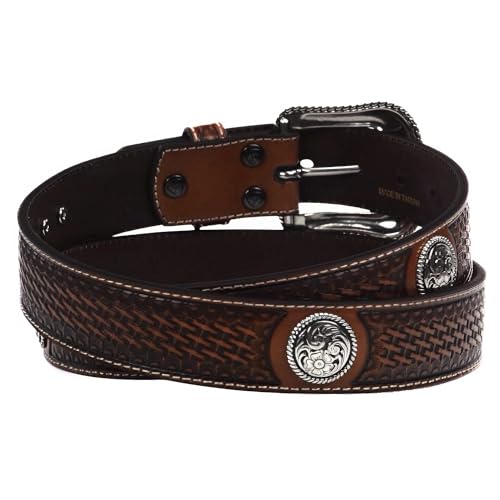 ARIAT Men's Basket Stamp Circle Concho Belt3
